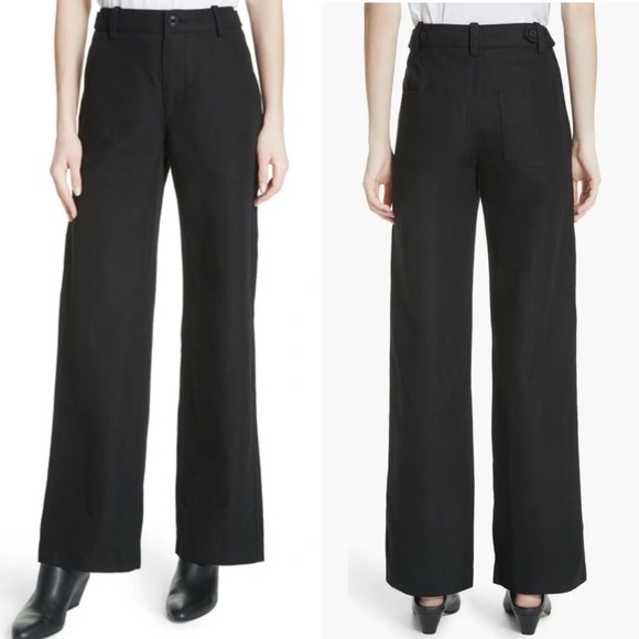 VINCE LINEN COTTON BLEND WIDE LEG BLACK PANTS SIZE 0 - Picture 1 of 15